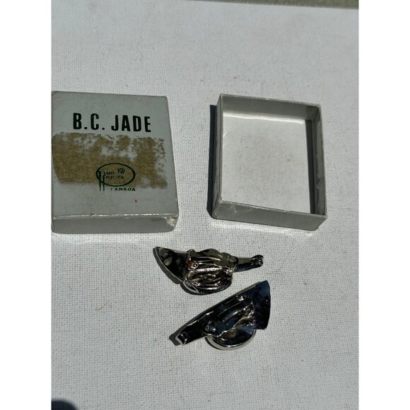 Jade Earrings - BC Canadian Jade Clip On - Pan Pacific Modernist - Picture 3 of 4